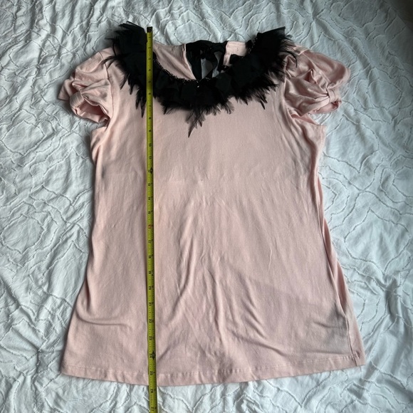 XXICOLLECTION Pink Top with Black Ruffle Feather Chain Charm Collar - Picture 6 of 11